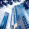 Modern blue glass buildings