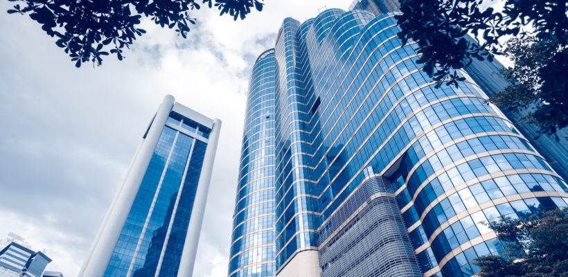 Modern blue glass buildings Modern blue glass buildings